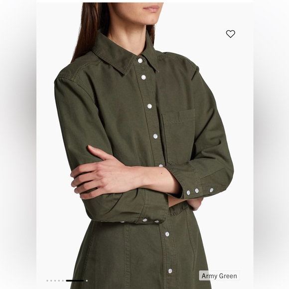 Veronica Beard Keston Twill Mini Shirt Dress Army Green Size 2 - Picture 6 of 7